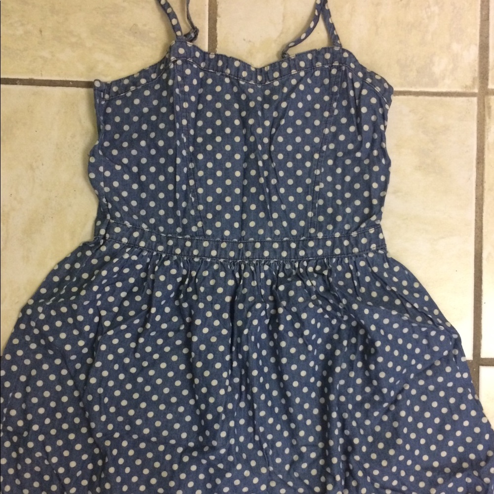 FOREVER 21 GIRLS DENIM POLKA DOT DRESS